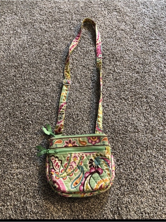 Vera Bradley Handbags - Vera Bradley Green & Pink Hipster Tutti Fruitti Paisley Cross Body - 8” X 7” X 1